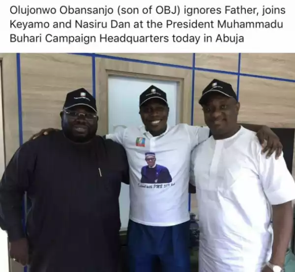 Obasanjo’s Son Visits Buhari Campaign Headquarters (Photo)